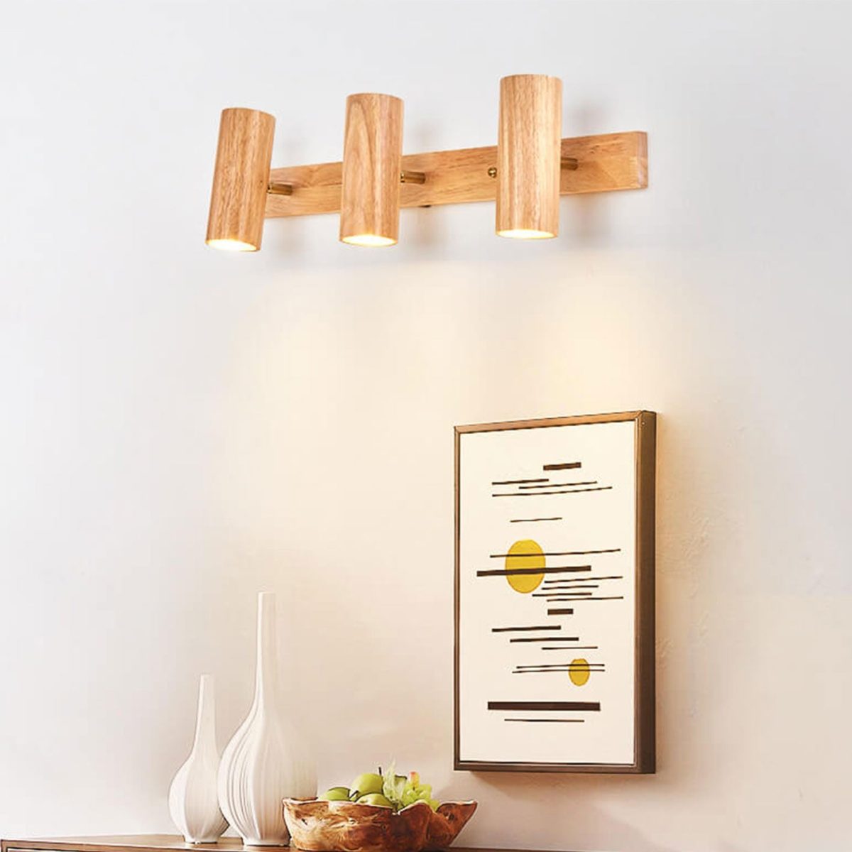 Modern Minimalist Wood Track Spotlight 1/2/3 Light Wall Sconce Lamp - Image 16