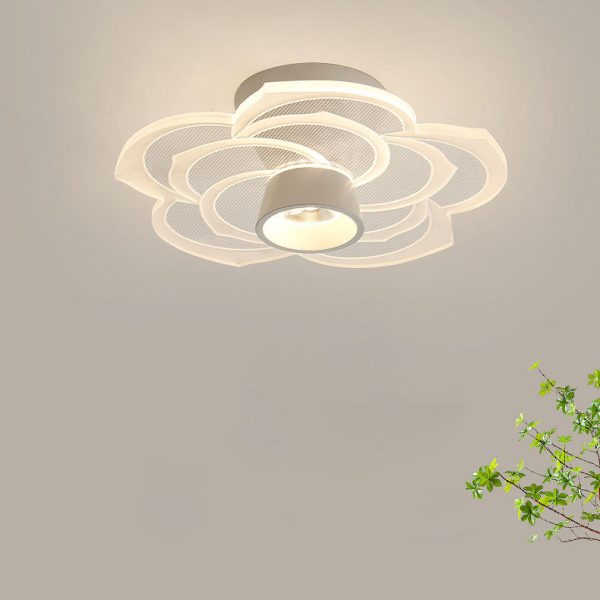 Modern Minimalist Round Rose Flower Iron Acrylic LED Flush Mount Ceiling Light For Living Room - Image 19
