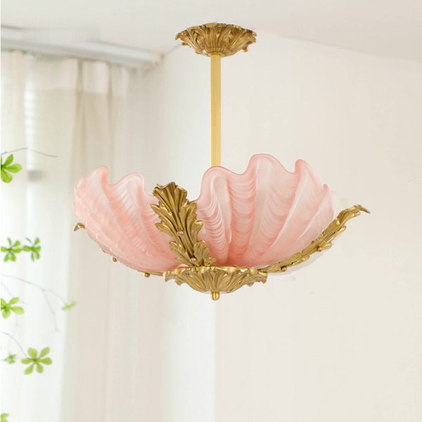 Modern Art Deco Shell Shape Brass Finish Frame 3/4-Light Chandelier for Living Room - Image 13