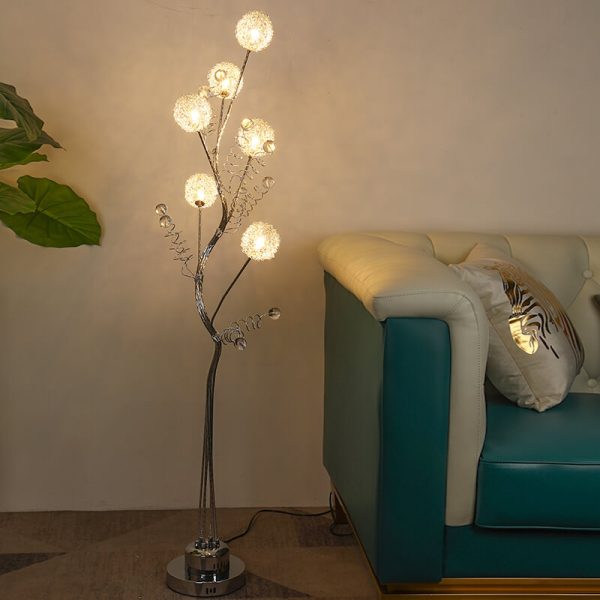 Creative Aluminum Weaving Balls Tree Branch Rustic Decor 6-Light Standing Floor Lamp - Image 4
