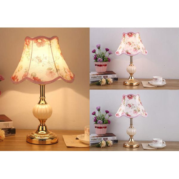 Nordic Vintage Floral Glass Fabric 1-Light Table Lamp - Image 5