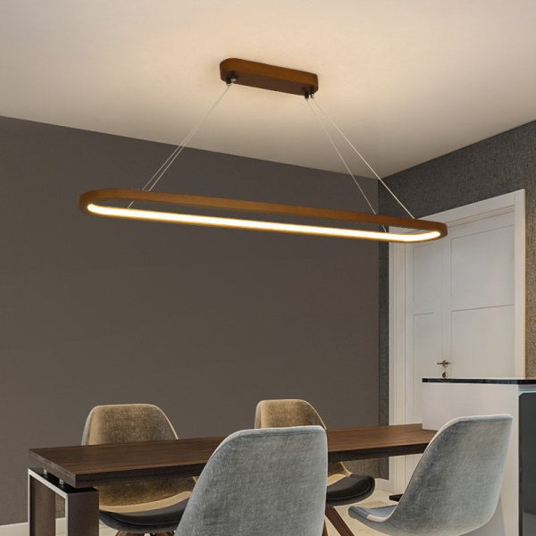 Modern Chinese Solid Wood Round Ring Frame Island Light LED Chandelier - Image 24