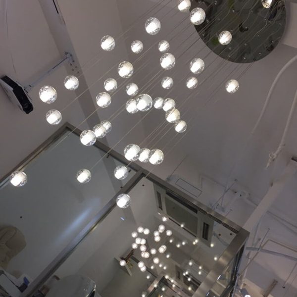 Modern Luxury Staircase Crystal Orb Ball Shade LED Loft Chandelier - Image 33