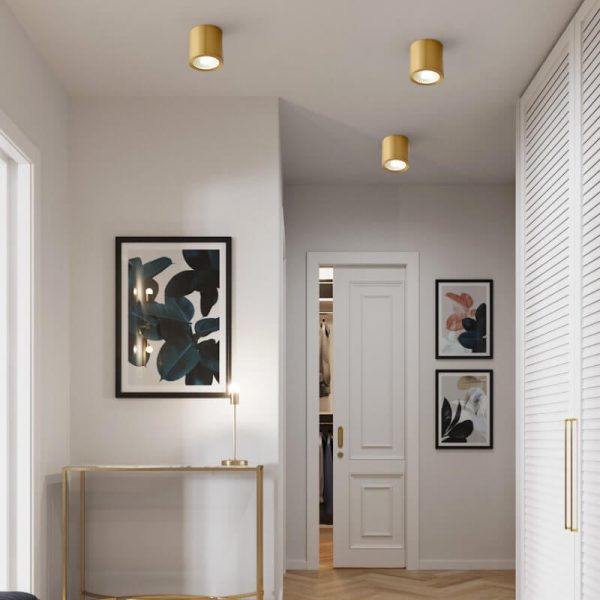 Modern Cylindrical Brass LED Spotlight Flush Mount Ceiling Light - Image 9