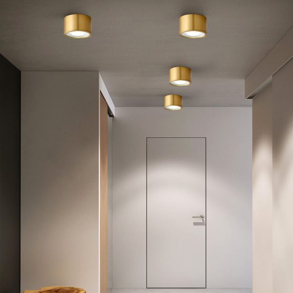 Modern Cylindrical Brass LED Spotlight Flush Mount Ceiling Light - Image 14