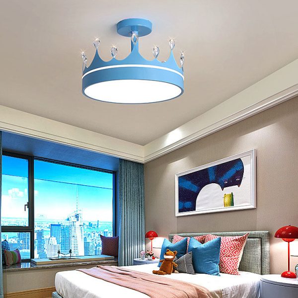 Cartoon Creative Crown LED Kids Semi-Flush Mount Ceiling Light - Image 3