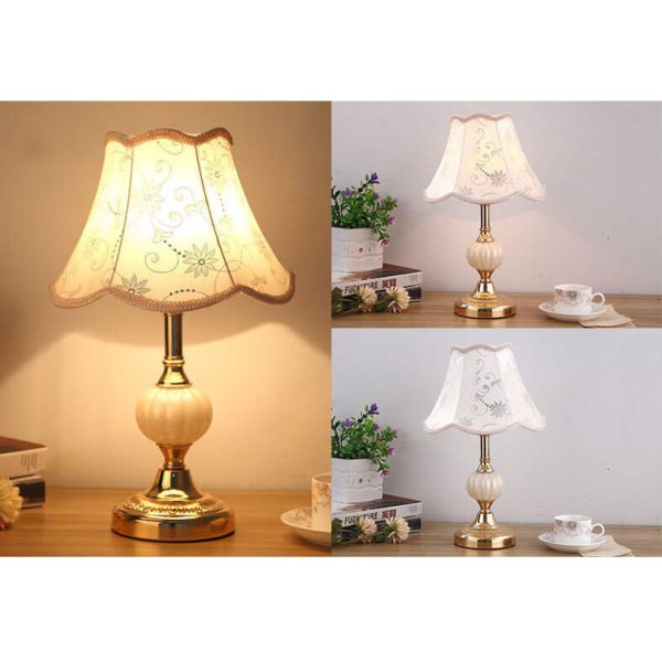 Nordic Vintage Floral Glass Fabric 1-Light Table Lamp - Image 6