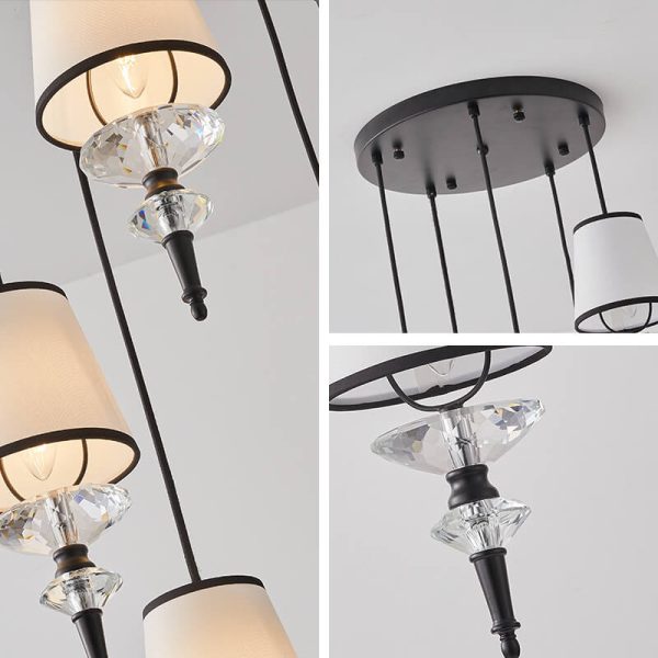 European Vintage Glass Fabric Metal 1/3/5-Light Island Light Chandelier - Image 10