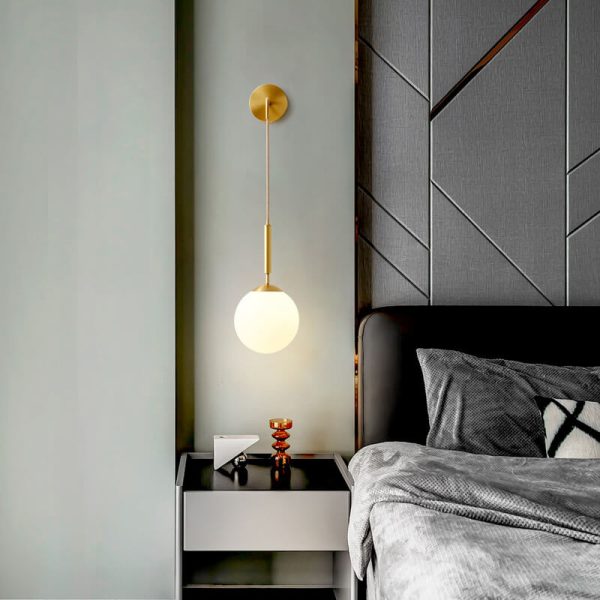 Nordic Minimalist Round Ball Copper Glass 1-Light Wall Sconce Lamp - Image 2