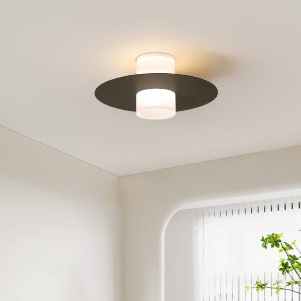Modern Minimalist Cylindrical Disc Iron Acrylic LED Semi-Flush Mount Ceiling Light - Image 14