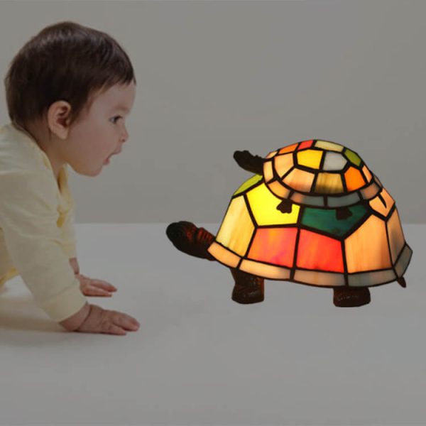European Tiffany Turtle Stained Glass 1-Light Night Light Table Lamp - Image 18