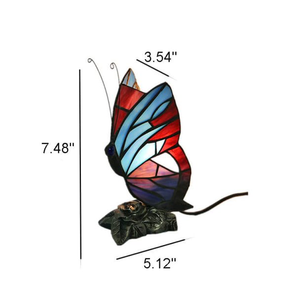 Tiffany Glass Butterfly Shape Night Light 1-Light Table Lamp - Image 7
