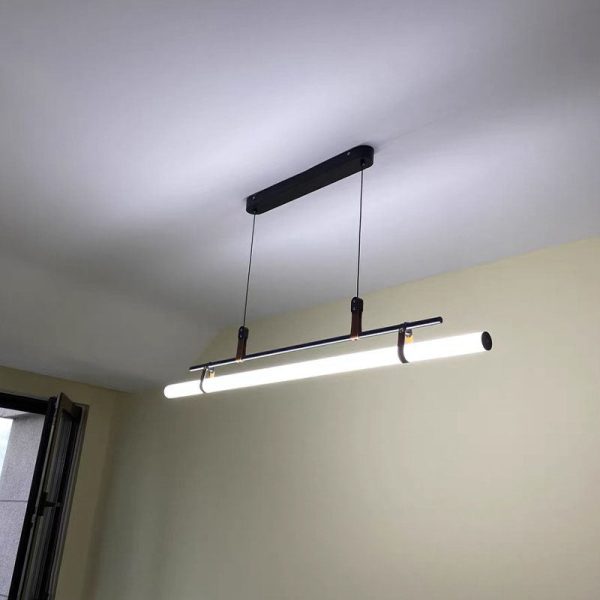 Nordic Minimalist Long Strip Leather LED Island Light Chandelier - Image 17