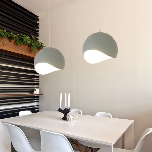 Nordic Solid Color Aluminum Round Dome 1/3 Light Island Light Chandelier - Image 2