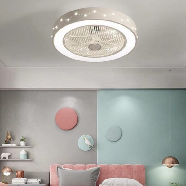 Nordic Simple Round Galaxies Enclosed LED Flush Mount Ceiling Fan Light - Image 10