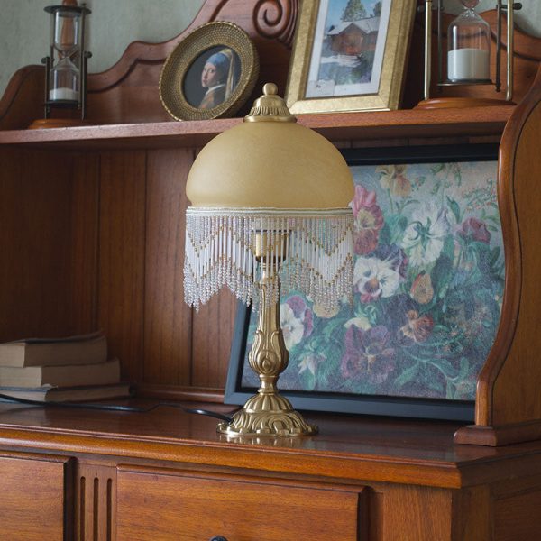 Vintage Bohemian Glass Dome Tassel 1-Light Table Lamp - Image 9