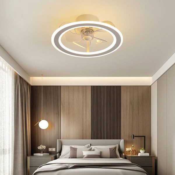 Nordic Creative Round LED Semi-Flush Mount Ceiling Fan Light - Image 22