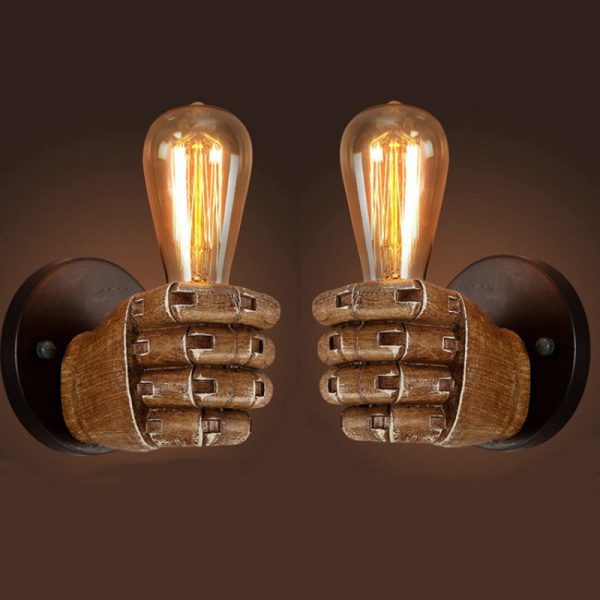 Traditional Vintage Fist Resin 1-Light Wall Sconce Lamp For Living Room - Image 2