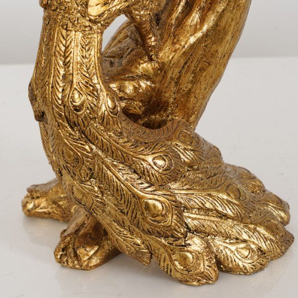 Traditional Vintage Cylindrical Peacock Resin Gold Foil Fabric 1-Light Table Lamp For Bedroom - Image 7