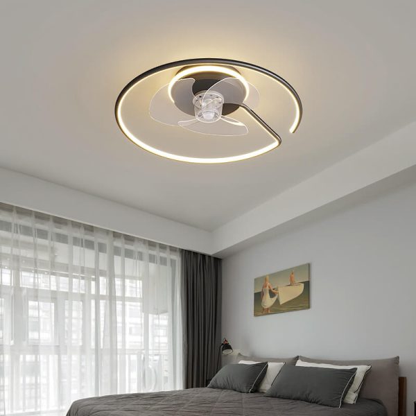 Minimalist Light Luxury Round Ring LED Invisible Flush Mount Ceiling Fan Light - Image 13