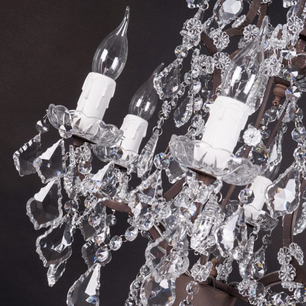 Vintage French Crystal Candelabra Rust 6-Light Table Lamp - Image 4