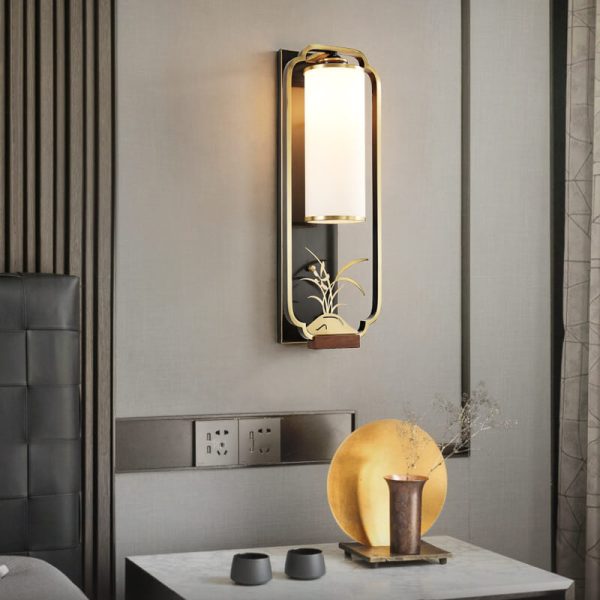 Modern New Chinese Copper Glass Column Ring 1-Light Wall Sconce Lamp - Image 19