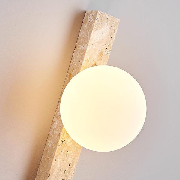 Traditional Japanese Long Strip Yellow Travertine 2-Lights For Hallway - Image 10