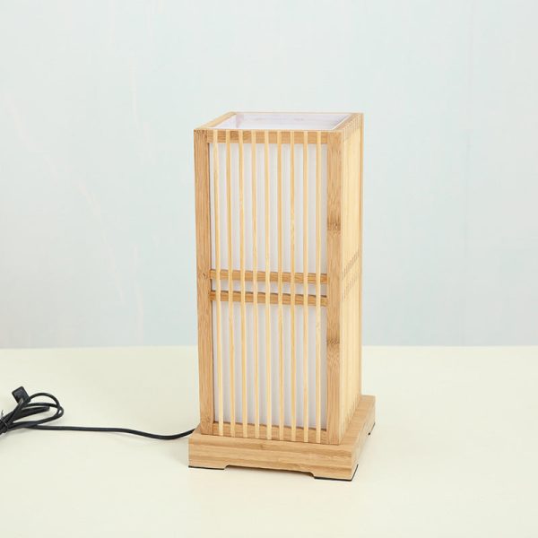 Japanese Minimalist Wooden Square Column 1-Light Table Lamp - Image 9