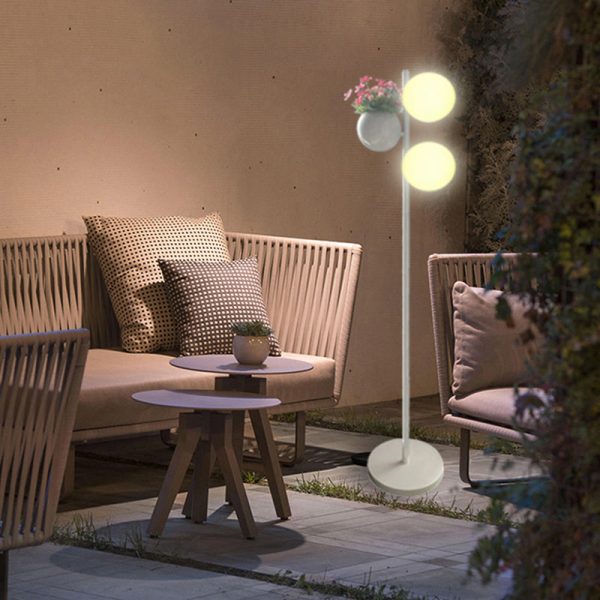 Contemporary Creative Flowerpot Decor PE Globe Shade LED Waterproof Standing Floor Lamp For Outdoor Patio - Image 4