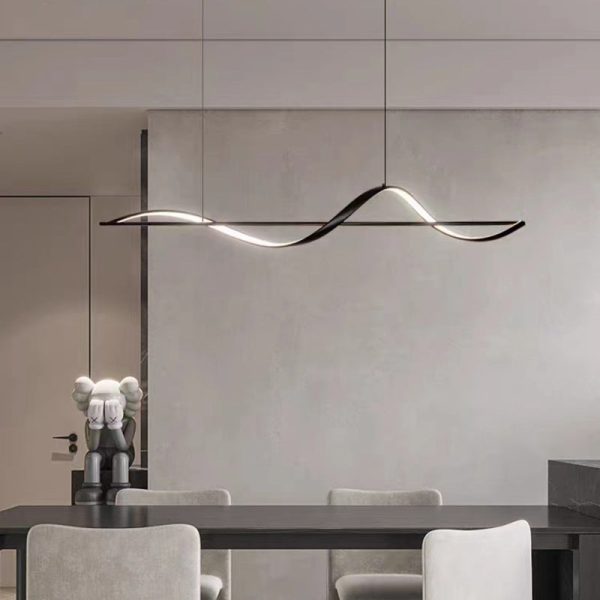 Modern Minimalist Linear Aluminum Silicone LED Island Light Chandelier For Dining Room - Image 13