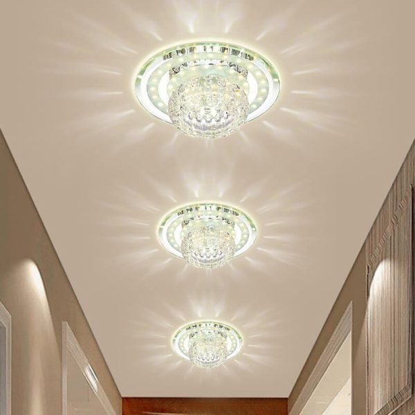 Minimalist Light Luxury Crystal Round Spotlight LED Flush Mount Ceiling Light - Image 2