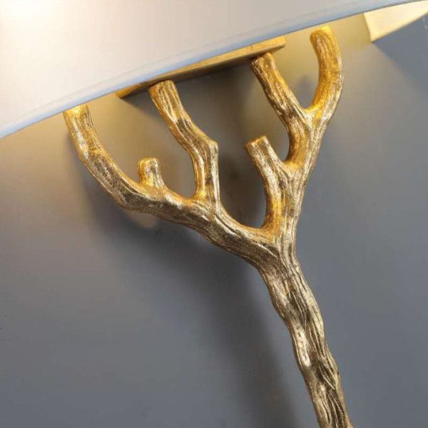 Europe Luxury Fabric Brass Branches 2-Light Wall Sconce Lamp - Image 5