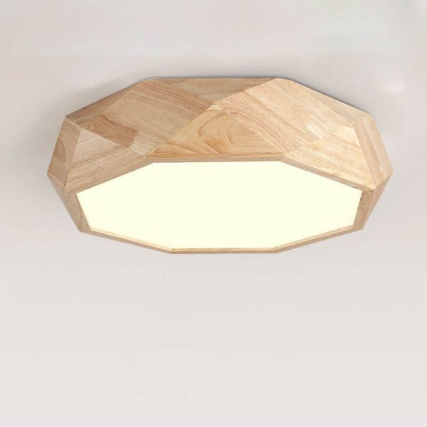 Modern Solid Wood Round Geometric LED Flush Mount Ceiling Light - Image 19