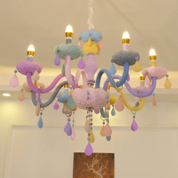 Modern Children's Princess Macaroon Candelabra Crystal Glass 5/6/8/10/12/15 Light Chandelier - Image 19