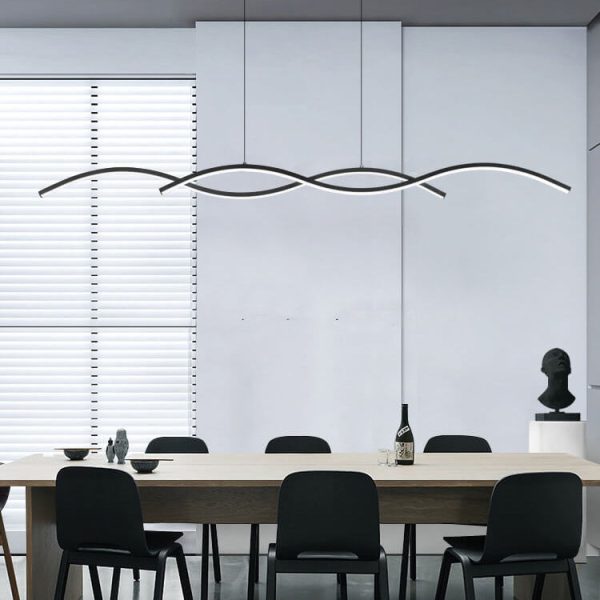 Nordic Minimalist Long Strip Wave Design Island Light LED Chandelier - Image 2