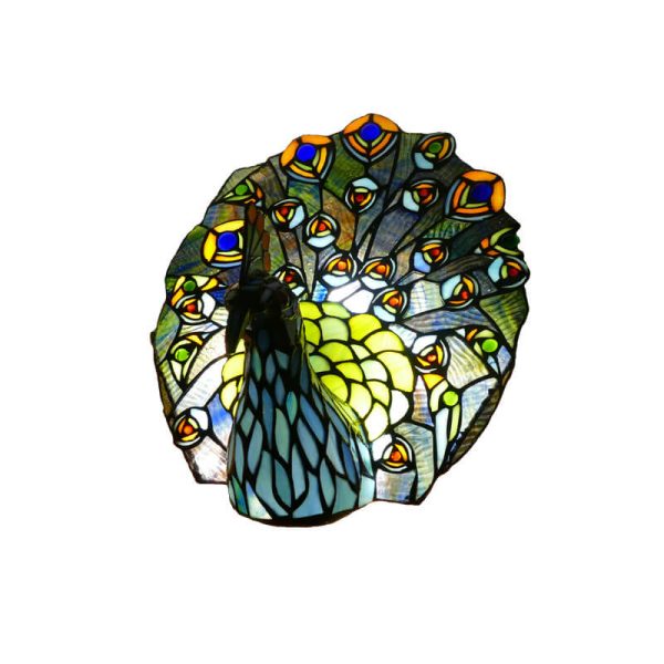 Tiffany Retro Stained Glass Peacock Shape 1-Light Table Lamp - Image 5