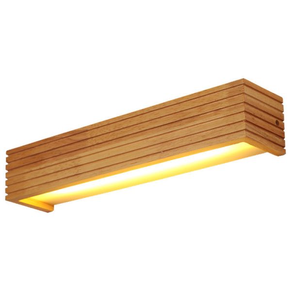 Traditional Chinese Striped Wood Cuboid LED Vanity Mirror Front Wall Sconce Lamp For Bathroom - Image 29