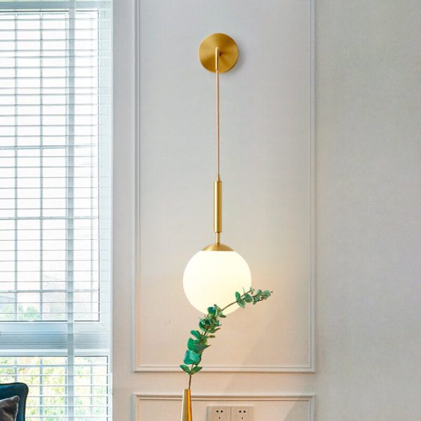 Nordic Minimalist Round Ball Copper Glass 1-Light Wall Sconce Lamp - Image 3