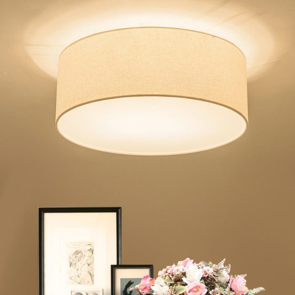 Nordic Minimalist Round Drum Fabric 3/5 Light Flush Mount Ceiling Light - Image 13