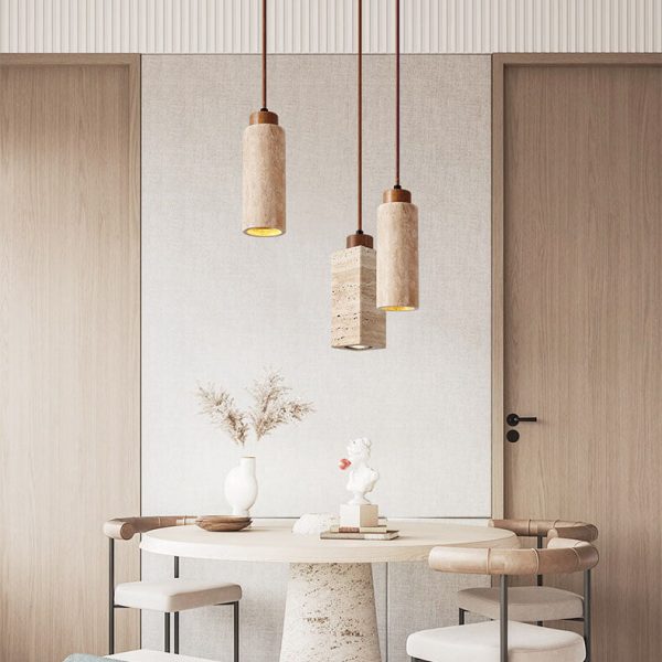 Japanese Wabi-sabi Solid Wood Stone 1/2/3-Light Island Light Chandelier - Image 13