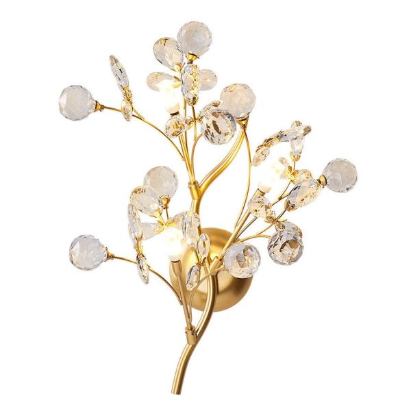 Modern Art Deco Luxury Crystal Floral Branch Iron 3-Light Wall Sconce Lamp For Living Room - Image 10