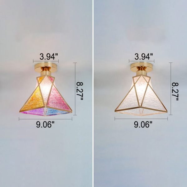 European Light Luxury Glass Gold 1-Light Semi-Flush Mount Ceiling Light - Image 11