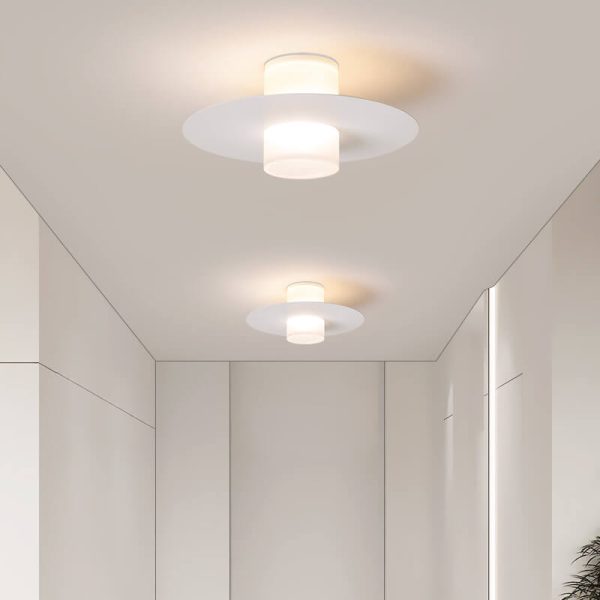 Modern Minimalist Cylindrical Disc Iron Acrylic LED Semi-Flush Mount Ceiling Light - Image 15