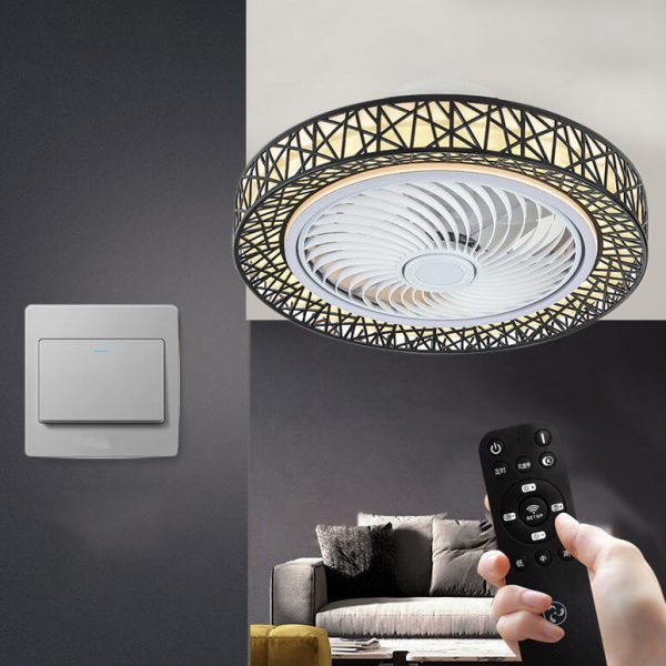 Modern Luxury Round Lace LED Flush Mount Ceiling Fan Light - Image 15