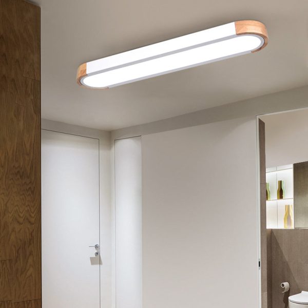 Contemporary Scandinavian Long Oval Iron Log Acrylic LED Flush Mount Ceiling Light For Bedroom - Image 2