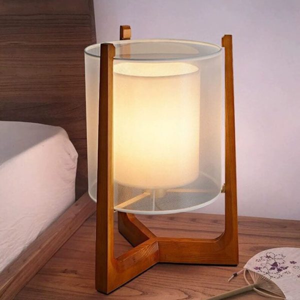 Japanese Minimalist Solid Wood Fabric Column 1-Light Standing Floor Lamp - Image 3