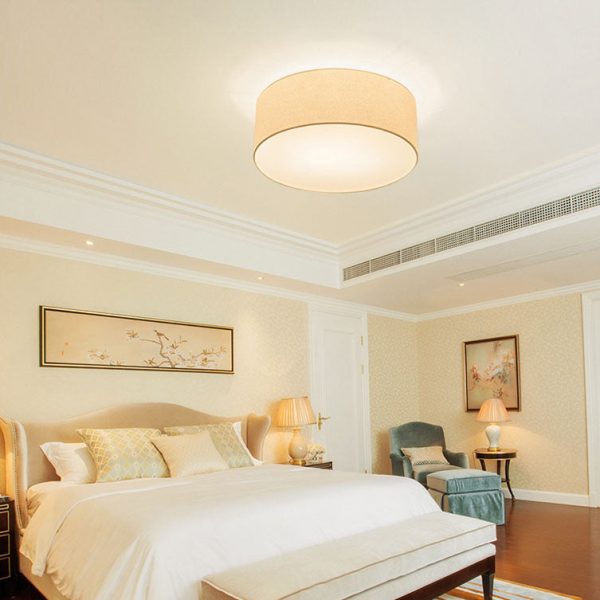 Nordic Minimalist Round Drum Fabric 3/5 Light Flush Mount Ceiling Light - Image 9