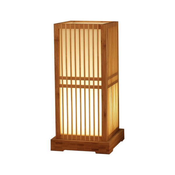 Japanese Minimalist Wooden Square Column 1-Light Table Lamp - Image 6