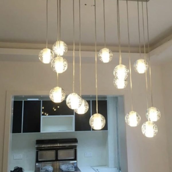 Modern Luxury Staircase Crystal Orb Ball Shade LED Loft Chandelier - Image 34