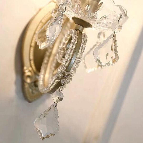 European Vintage Crystal Candelabra 1/2 Light Wall Sconce Lamp - Image 7
